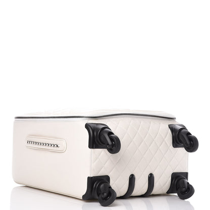 Chanel Calfskin Quilted Coco Case Trolley Rolling Luggage White 4 of 13