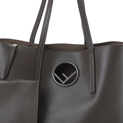 Fendi Vitello Vienna Enamel F is Fendi Shopping Tote Carbone Tobacco 6 of 8