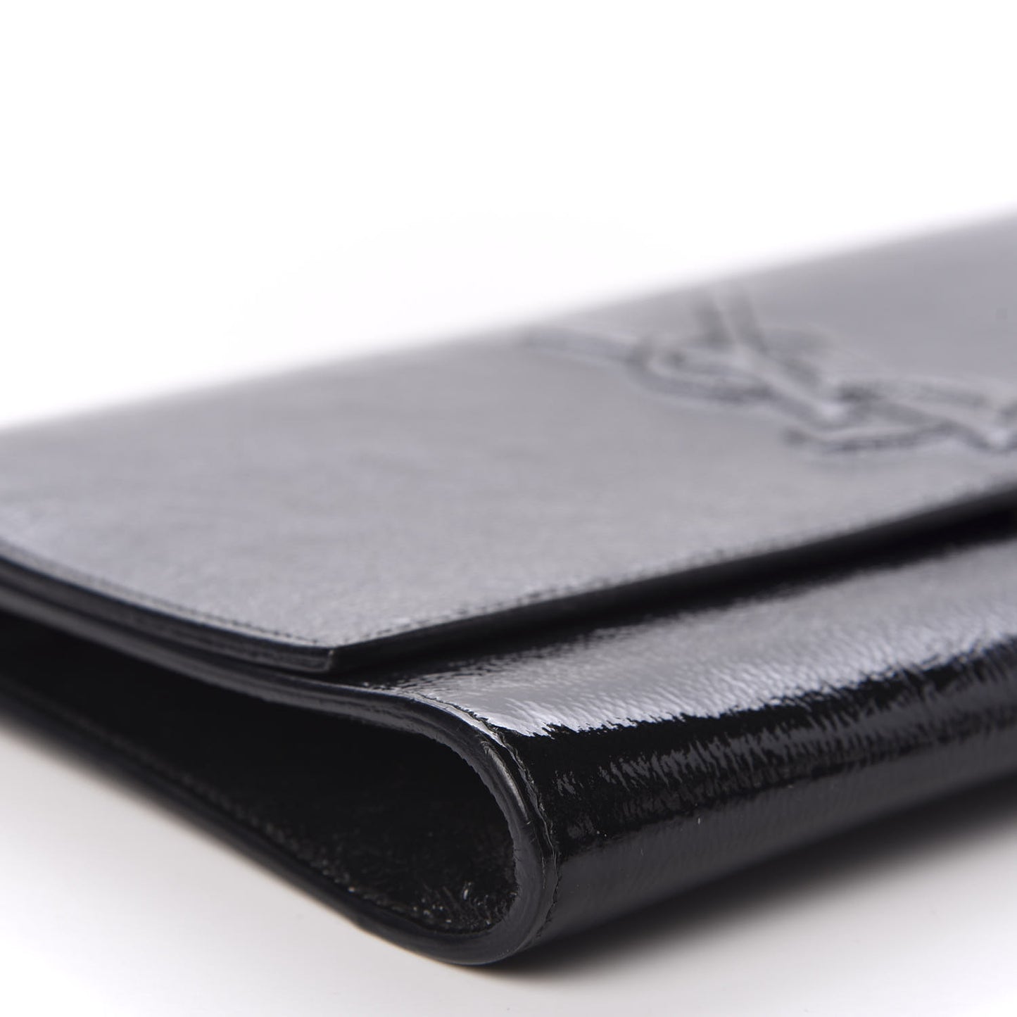 Textured Patent Monogram Large Belle De Jour Clutch Black