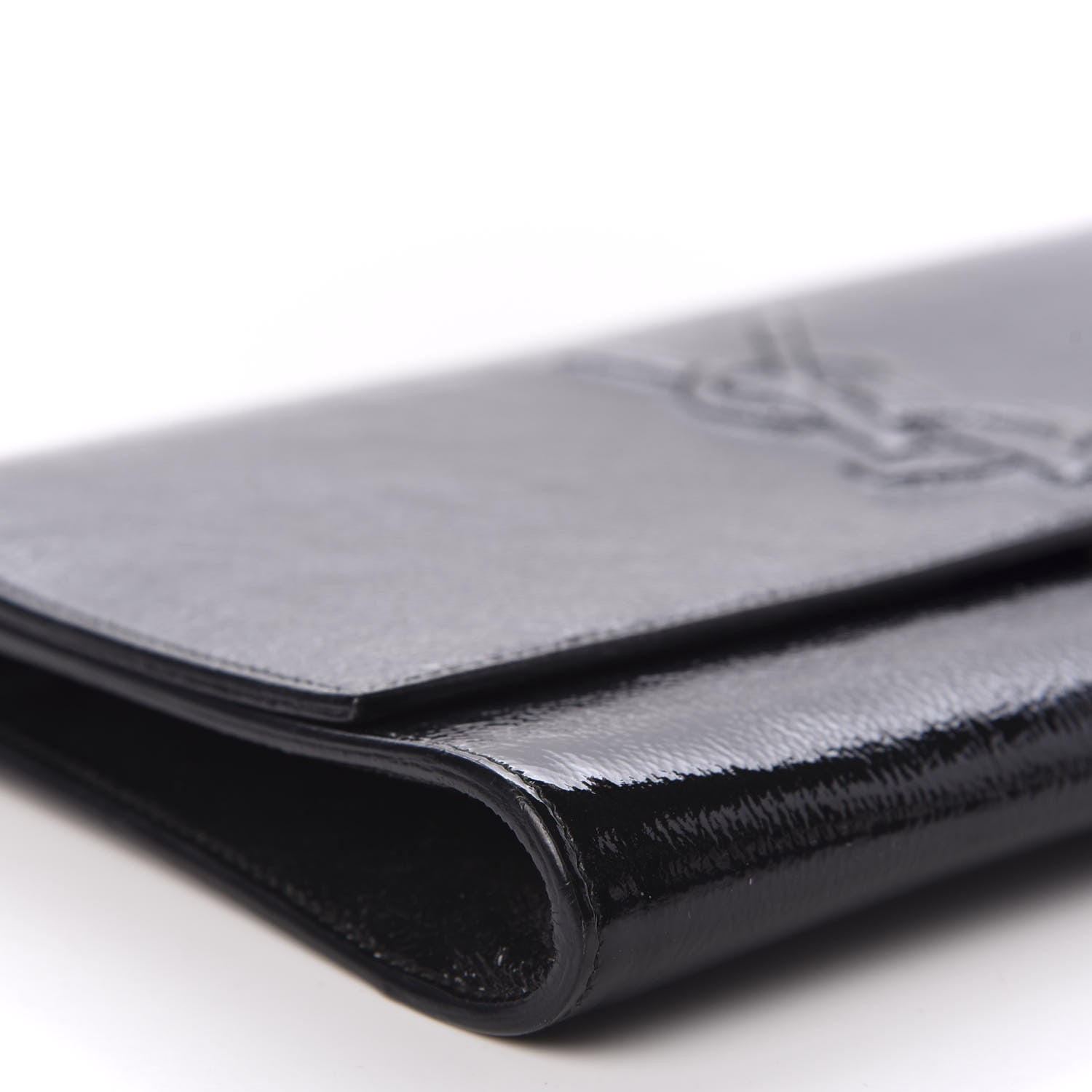 Saint Laurent Textured Patent Monogram Large Belle De Jour Clutch Black 5 of 8