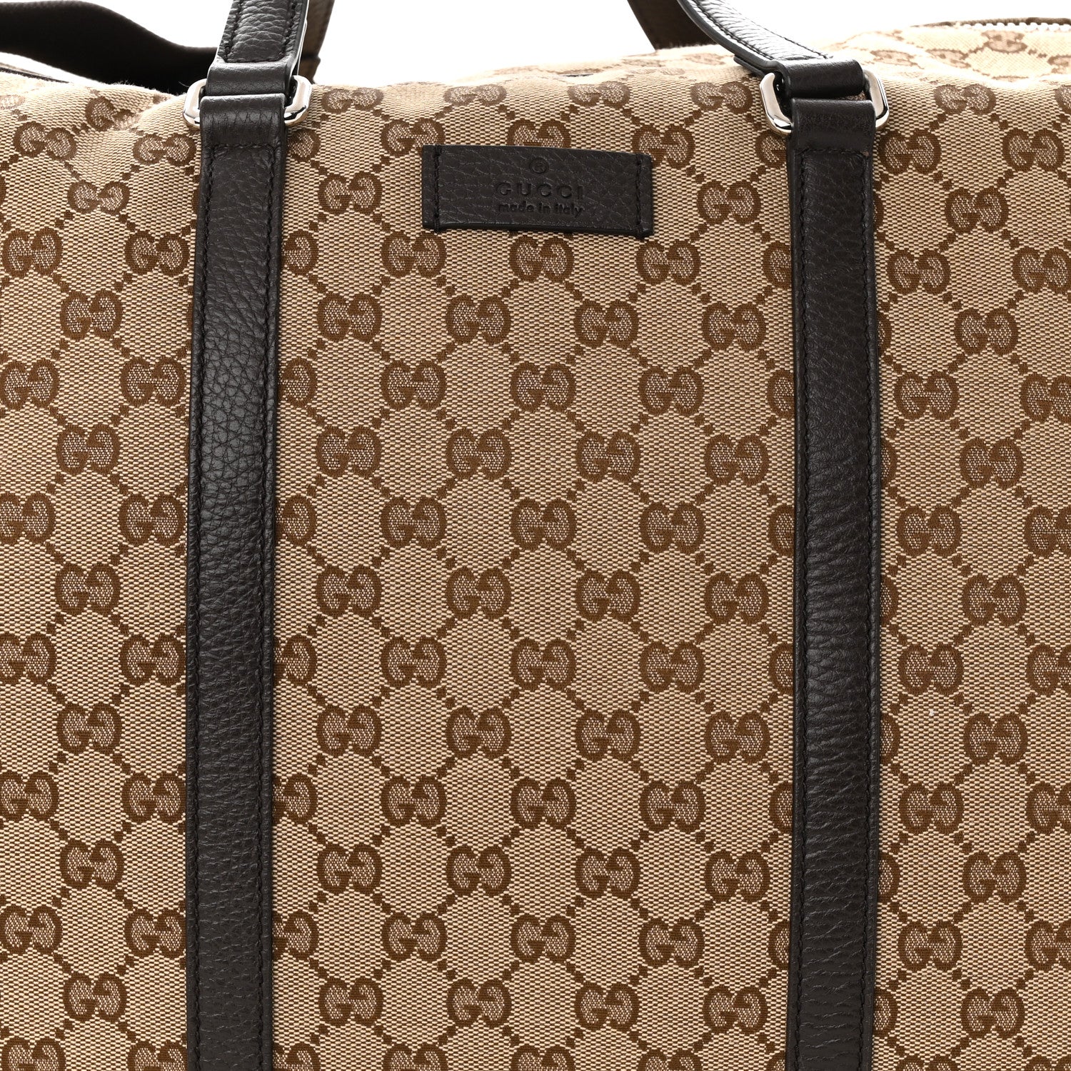 Gucci Monogram Dollar Calfskin Large Boston Duffle Bag Beige Ebony Testa di Moro Marrone Scuro 8 of 11