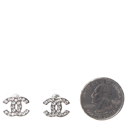 Chanel Crystal Timeless CC Earrings Silver 2 of 5