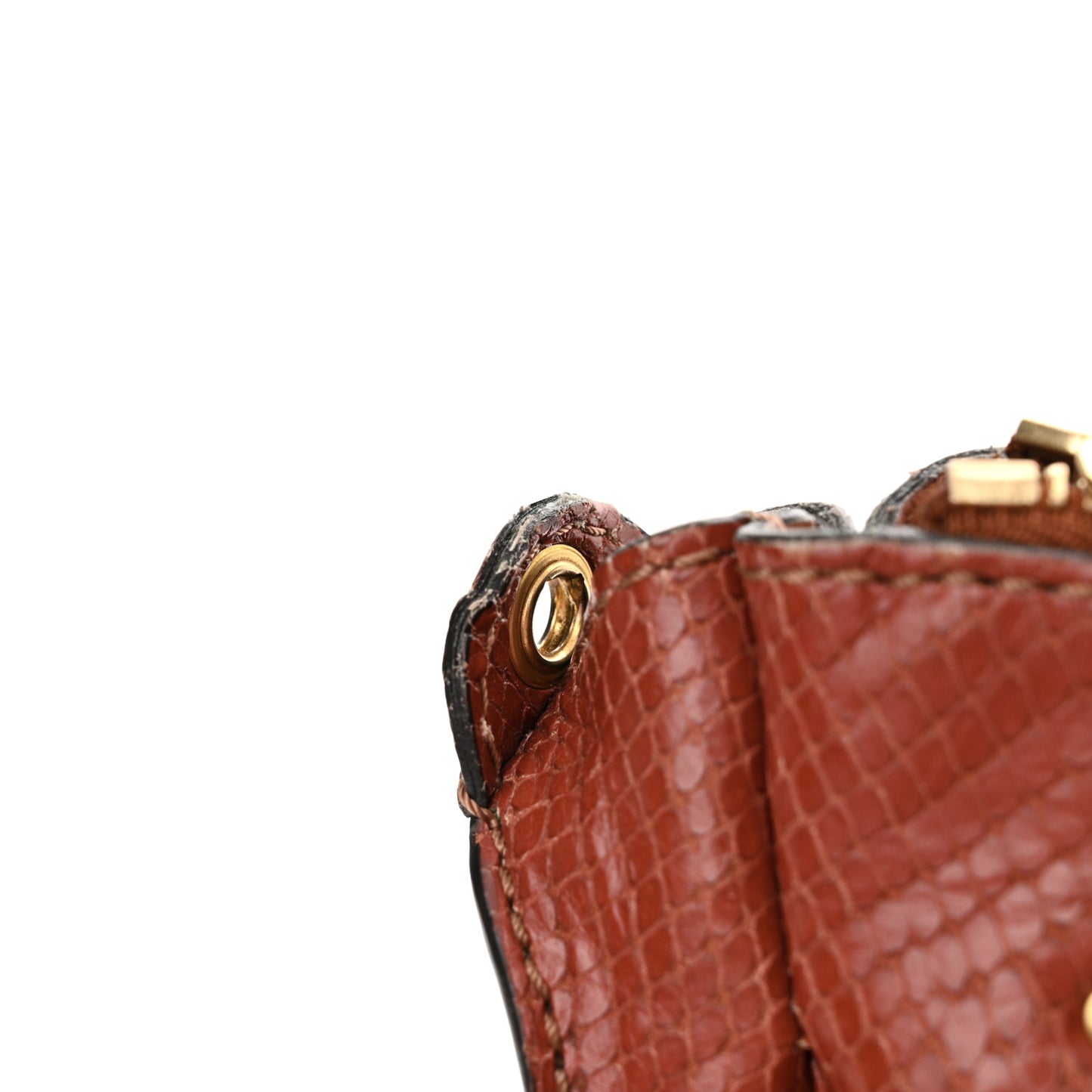Snakeskin Embossed Calfskin Medium Marcie Satchel Coral