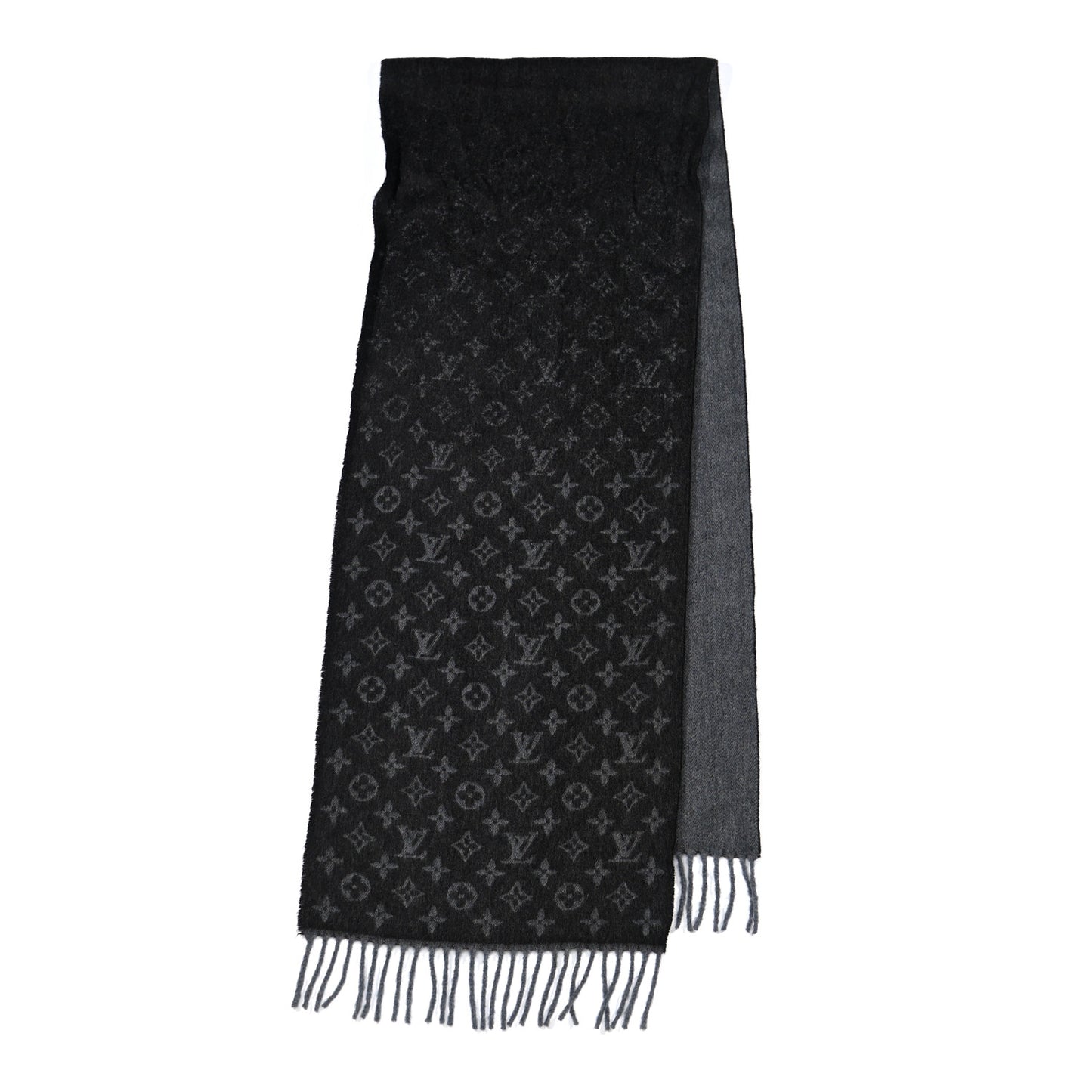 Cashmere Wool Monogram Gradient Scarf Black
