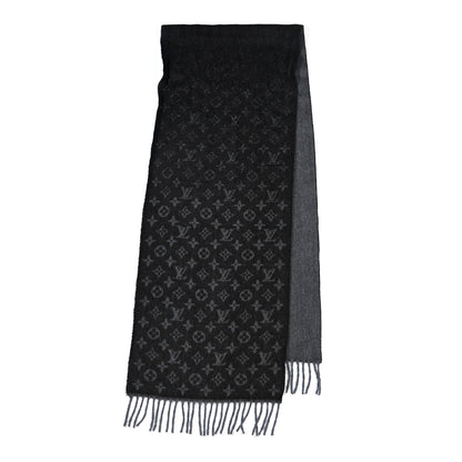 Louis Vuitton Cashmere Wool Monogram Gradient Scarf Black 2 of 5