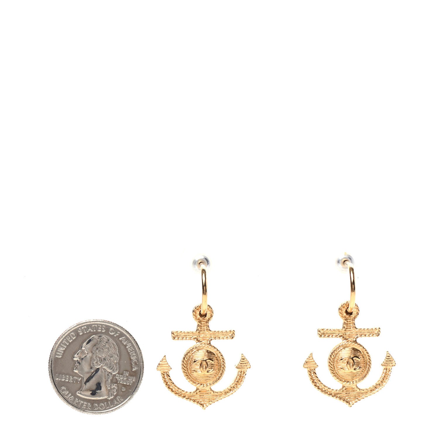 Chanel Metal Anchor CC Earrings Gold 2 of 4