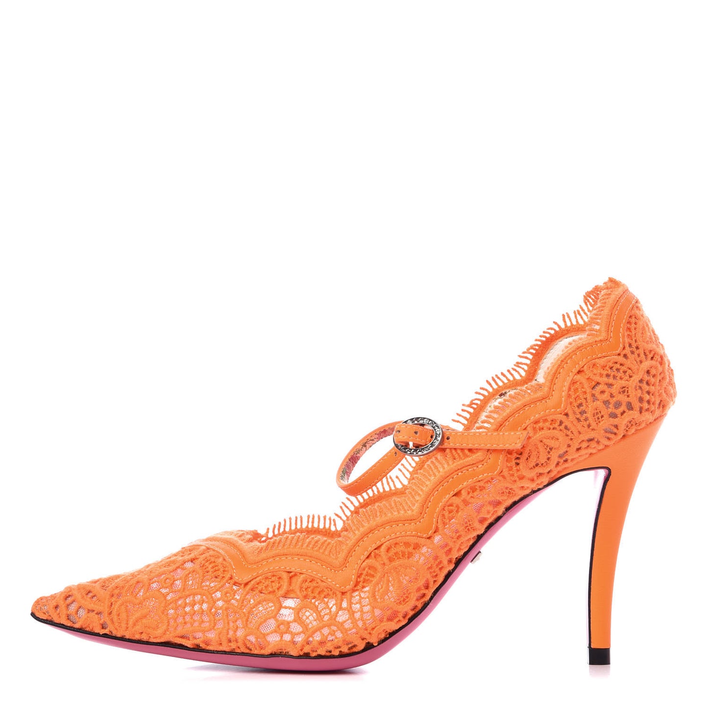 Lace Pizzo Venice Pumps 35.5 Orange Fluo