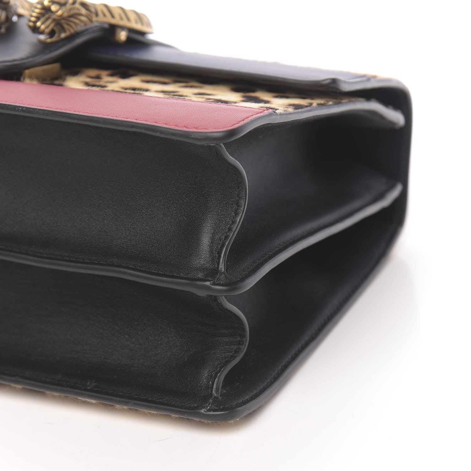 Gucci Calf Hair Calfskin Bamboo Web Leopard Print Medium Dionysus Top Handle Bag Natural Blue Agata Hibiscus Red 9 of 12