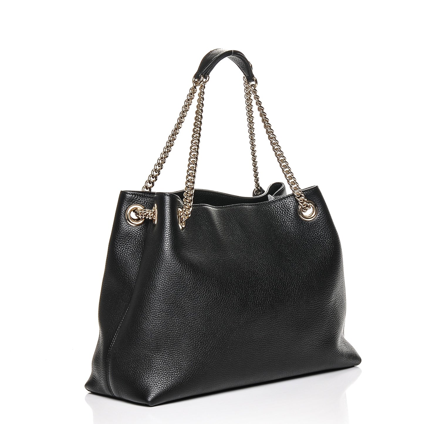 Pebbled Calfskin Medium Soho Chain Shoulder Bag Black
