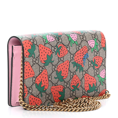 Gucci GG Supreme Monogram Strawberry Chain Wallet 3 of 8