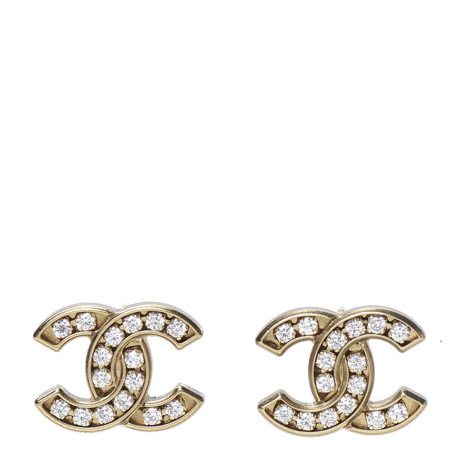 Chanel Crystal CC Earrings Gold 1 of 4