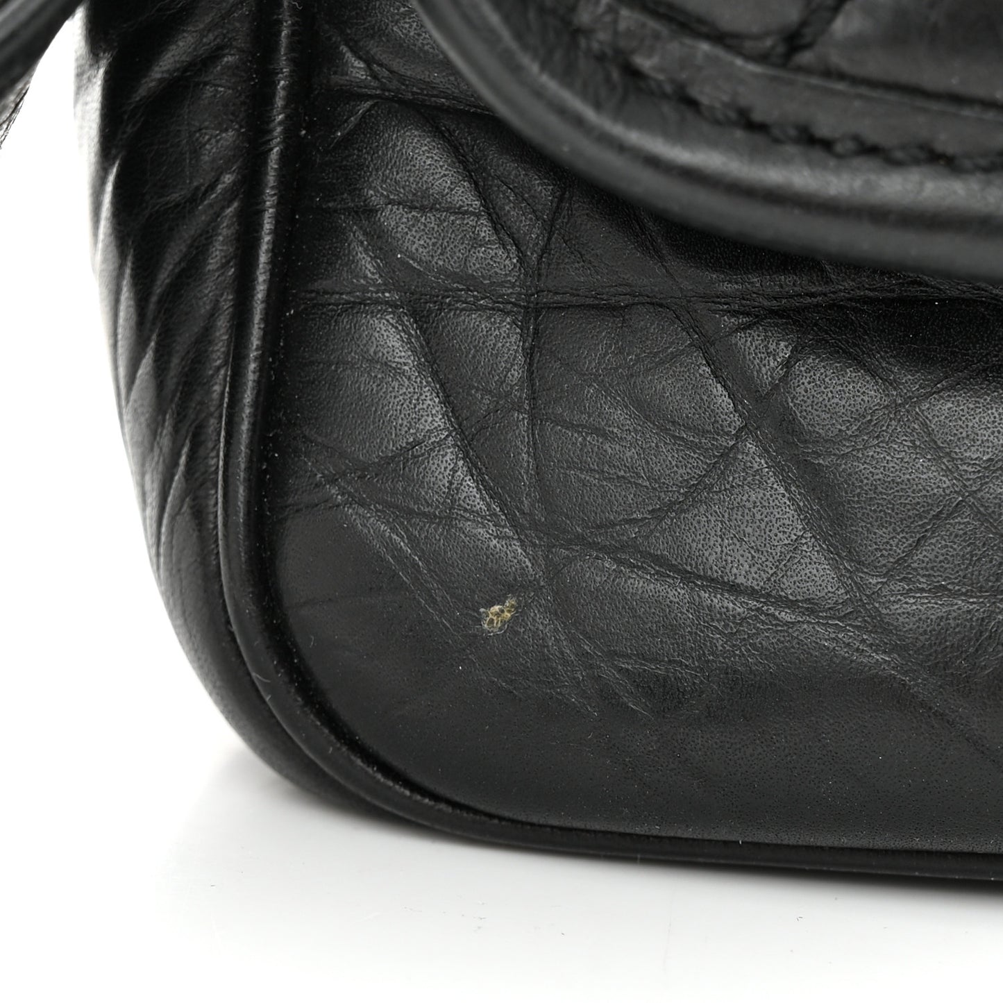 Distressed Lambskin Messenger Flap Bag Black