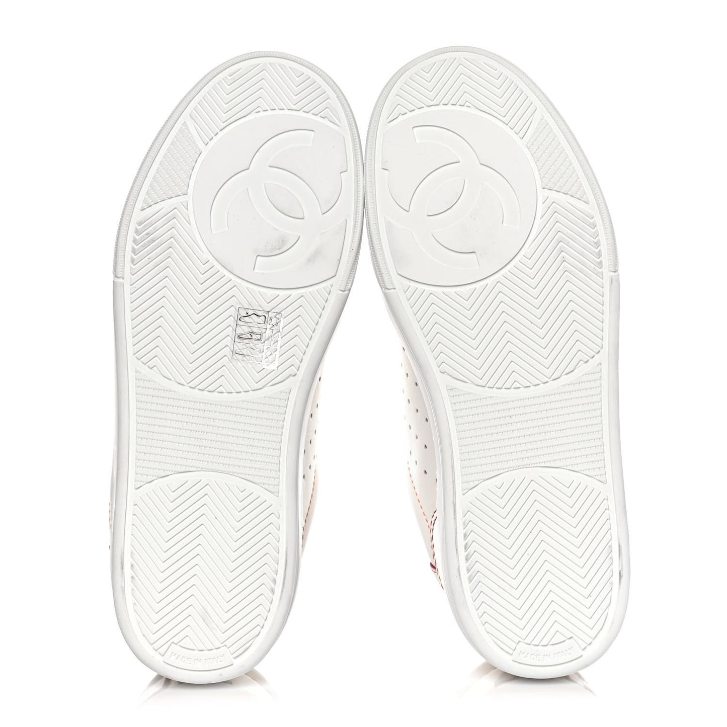 Calfskin Womens Logo Sneakers 37.5 White Pink