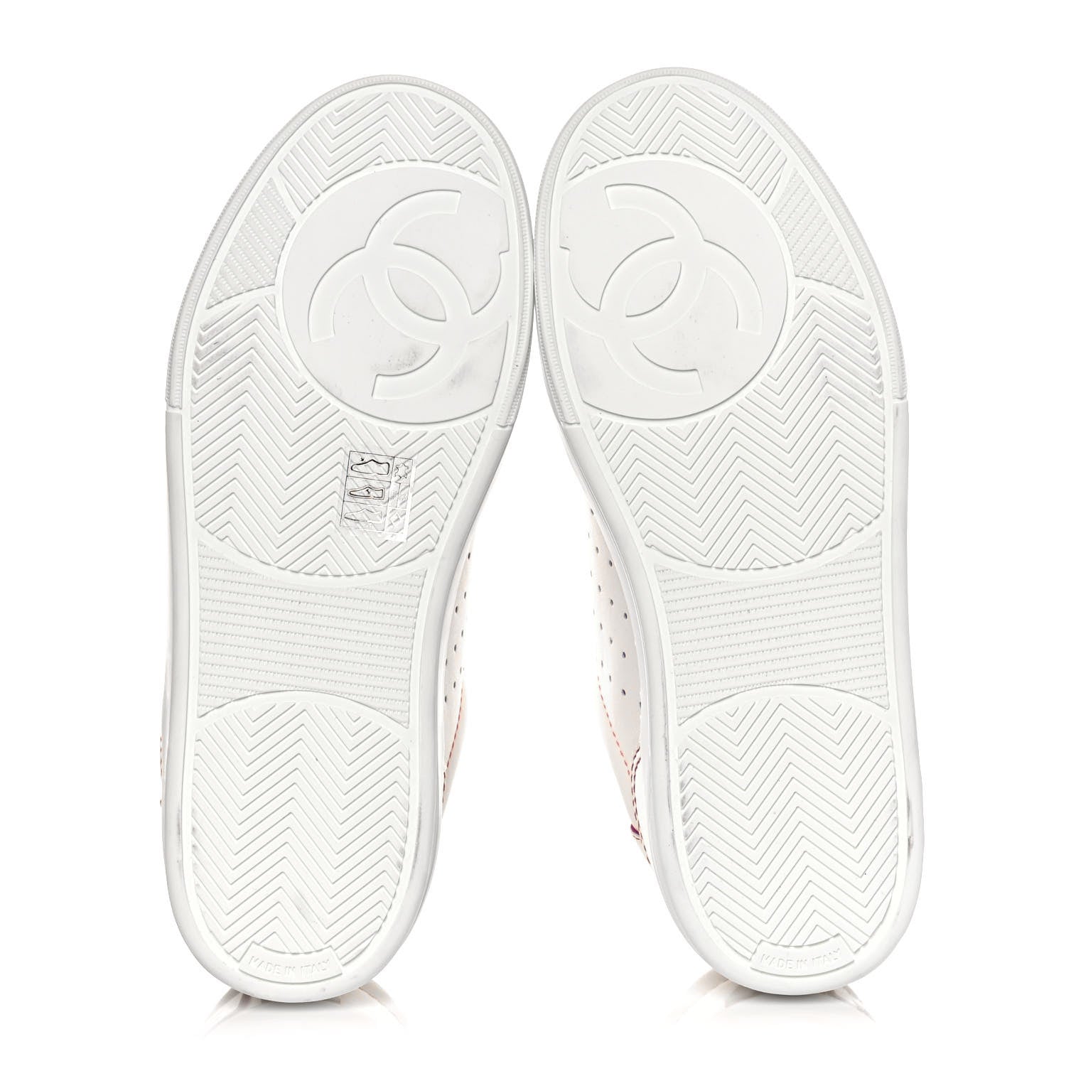 Chanel Calfskin Womens Logo Sneakers 37.5 White Pink 5 of 9