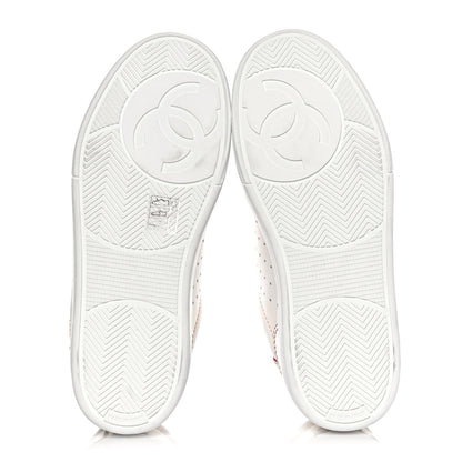 Chanel Calfskin Womens Logo Sneakers 37.5 White Pink 5 of 9