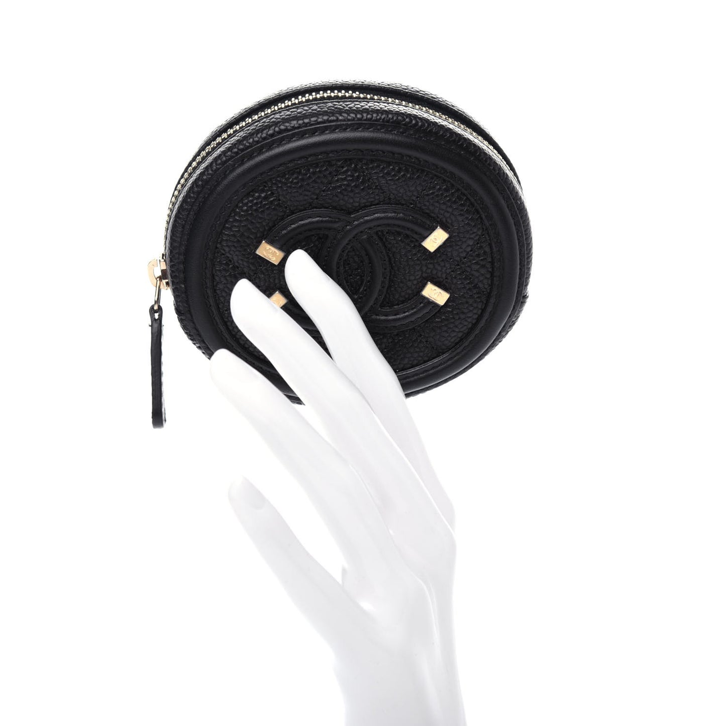 Caviar Quilted Filigree Zip Around Classic Coin Purse Black