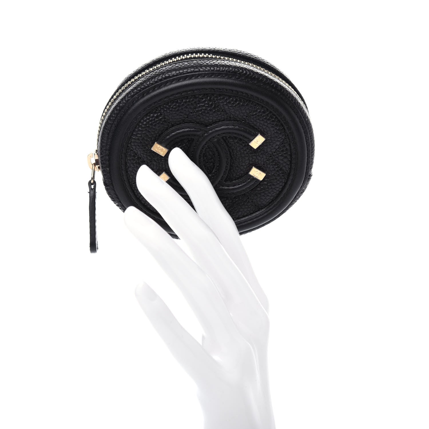 Chanel Caviar Quilted Filigree Zip Around Classic Coin Purse Black 2 of 8