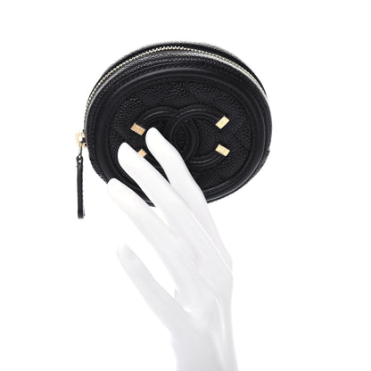 Chanel Caviar Quilted Filigree Zip Around Classic Coin Purse Black 2 of 8