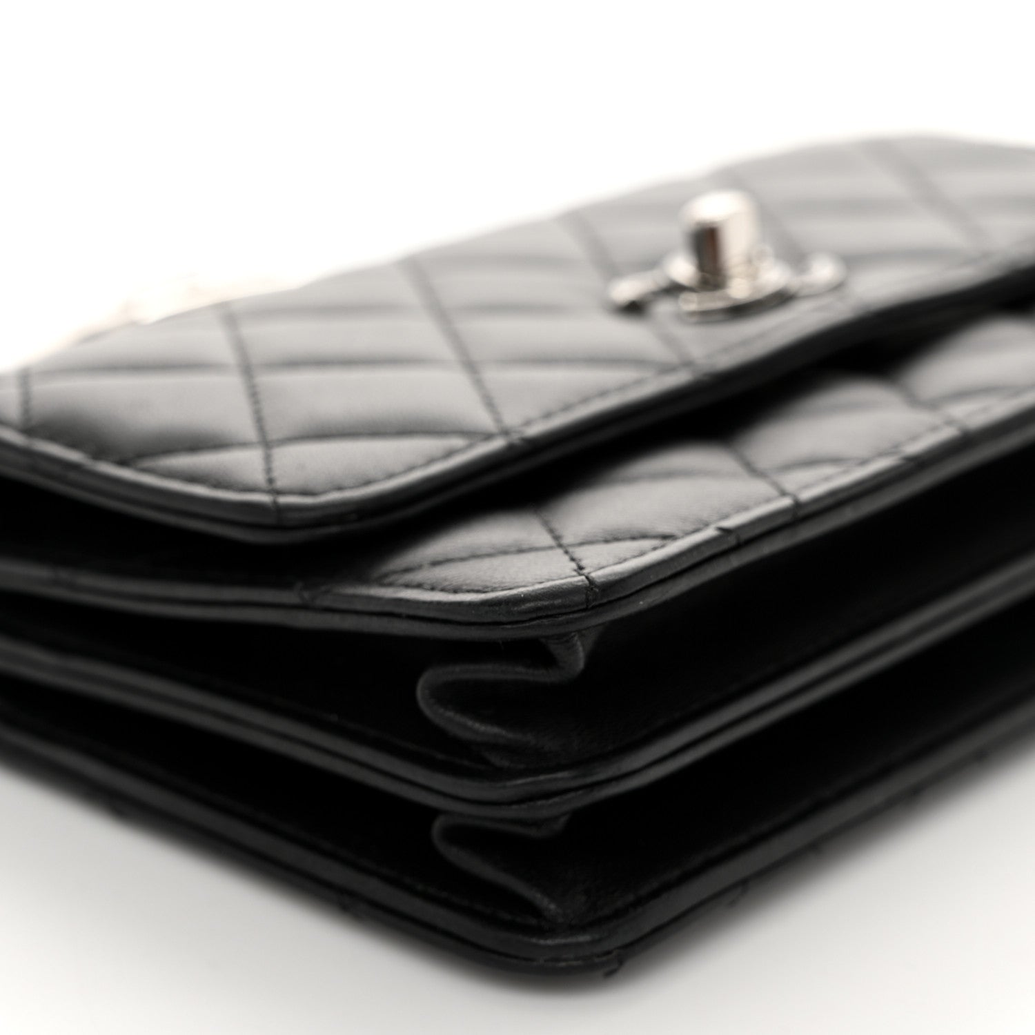 Chanel Lambskin Quilted Metal Top Handle Crossbody Flap Black 10 of 12