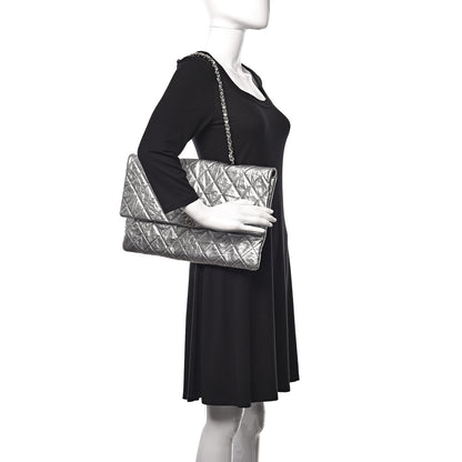 Chanel Metallic Crumpled Calfskin Big Bang Large Flap Bag Silver 2 of 9