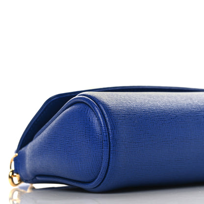 Fendi Vitello Elite Flap Crossbody Bag Blue Neon 8 of 9