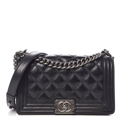 Chanel Calfskin Double Stitch Medium Boy Flap Black 1 of 15