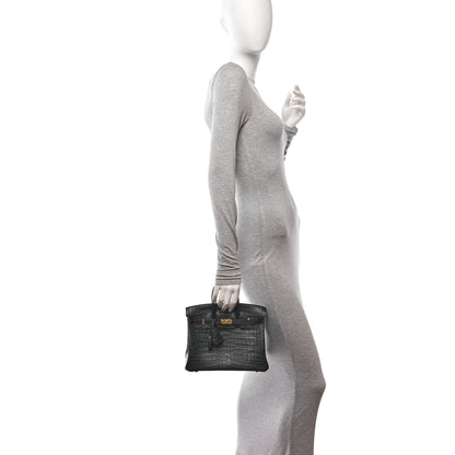 Hermes Matte Niloticus Crocodile Birkin 25 Black 2 of 11