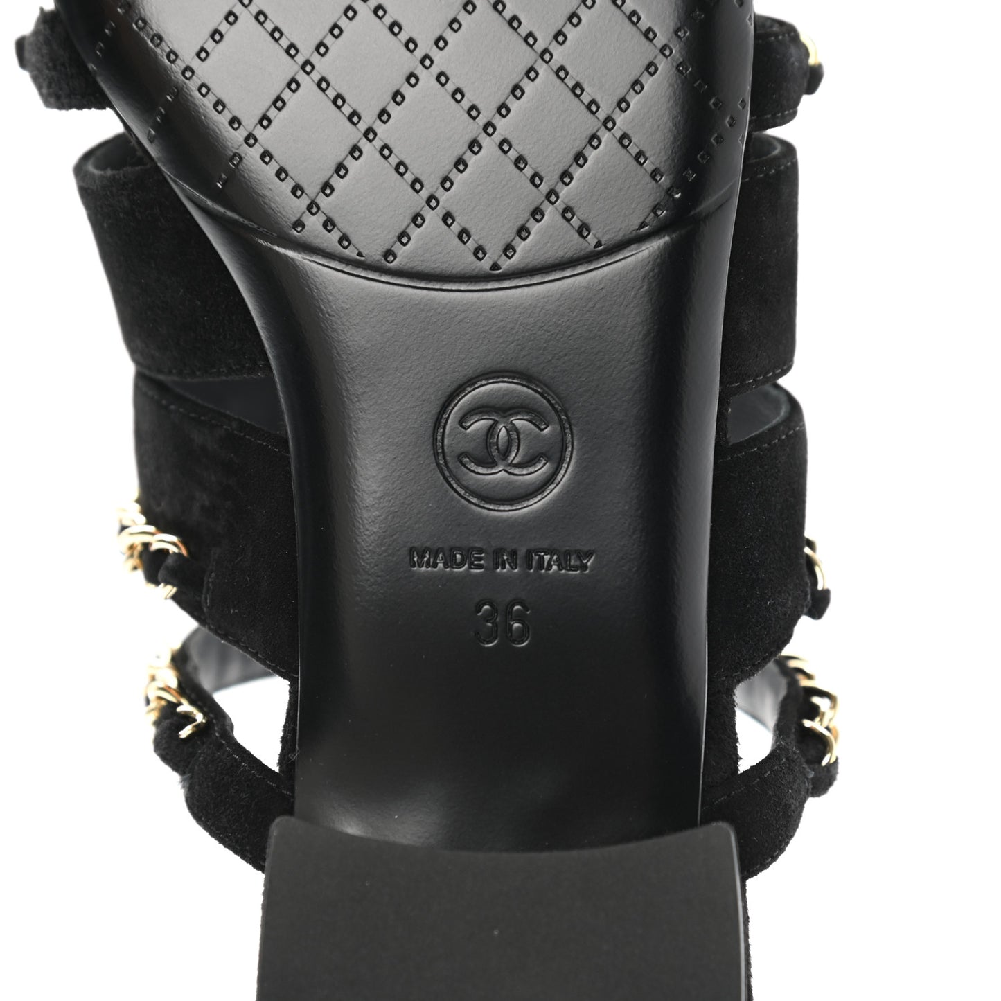 Suede Chain Mule Sandals 36 Black