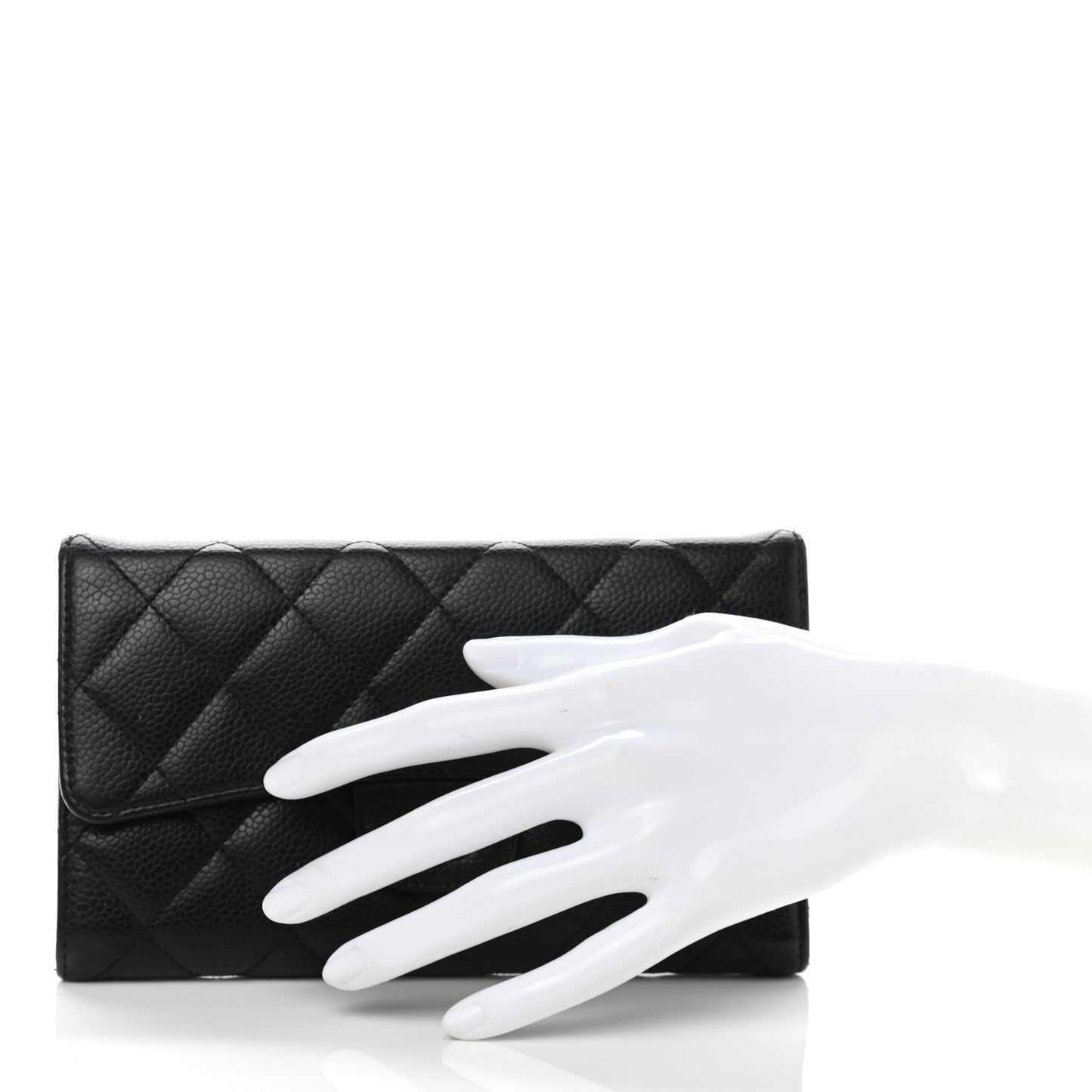 Caviar Quilted Large Flap Wallet Black