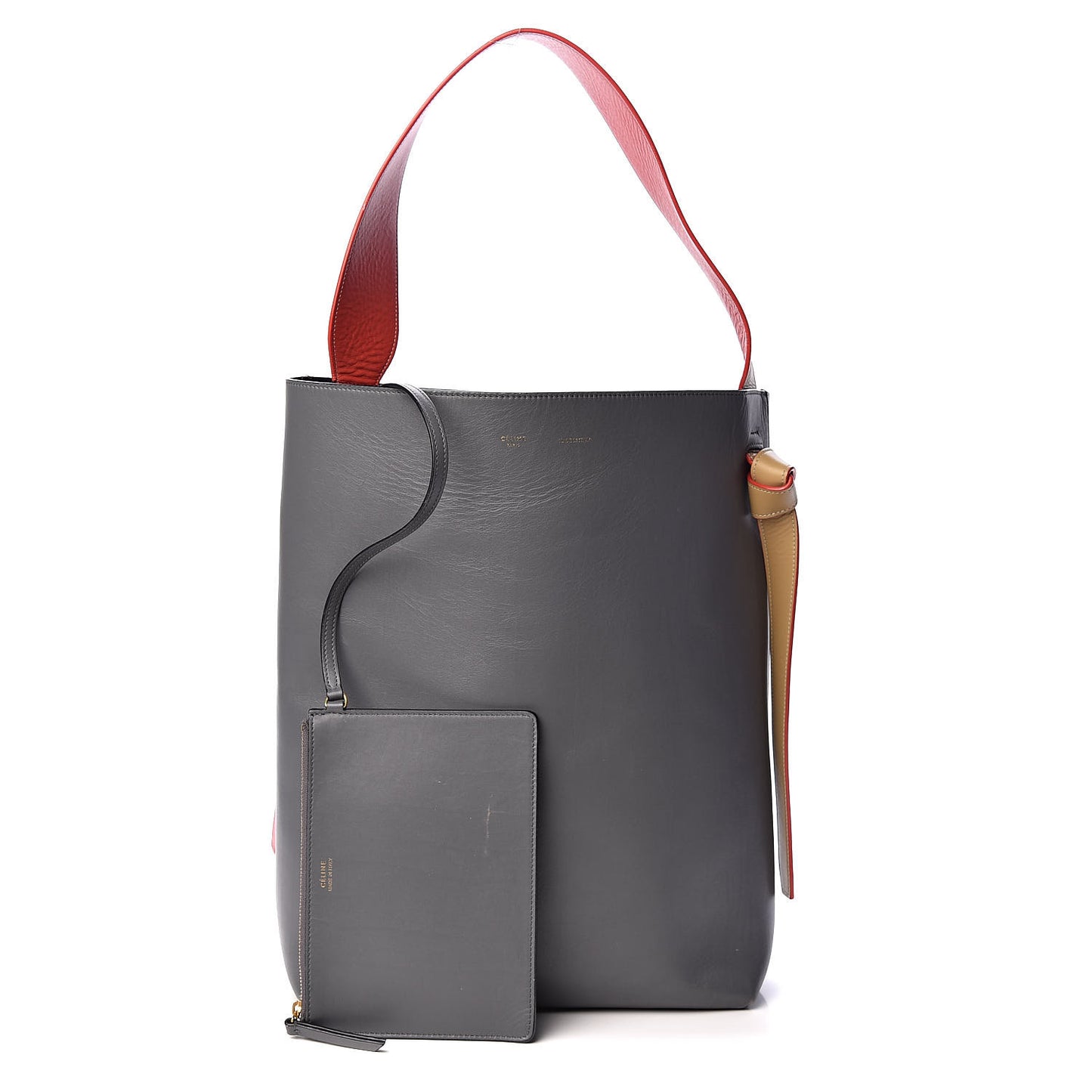Shiny Smooth Calfskin Small Twisted Cabas Kohl Cloud