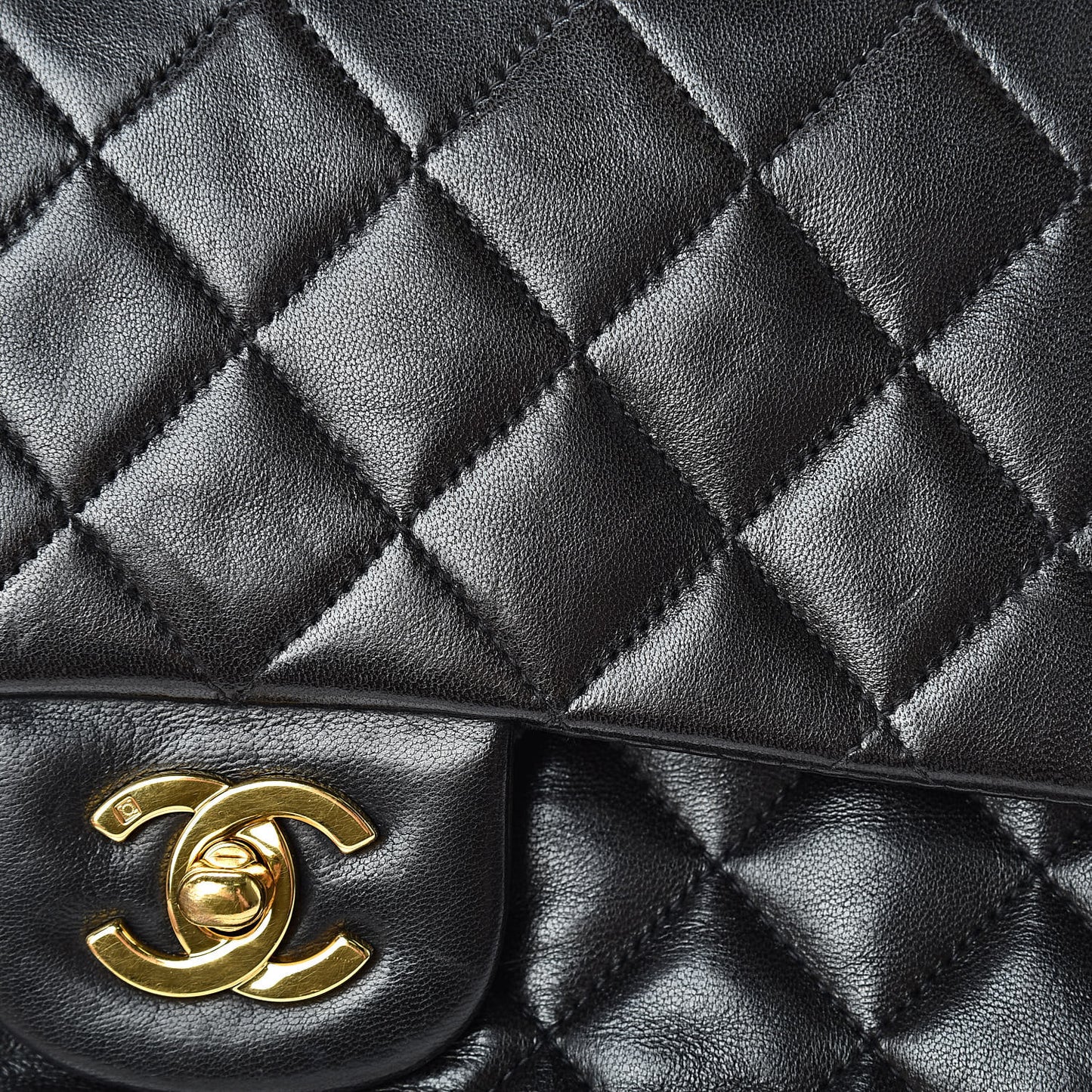 Lambskin Quilted Medium Double Flap Black