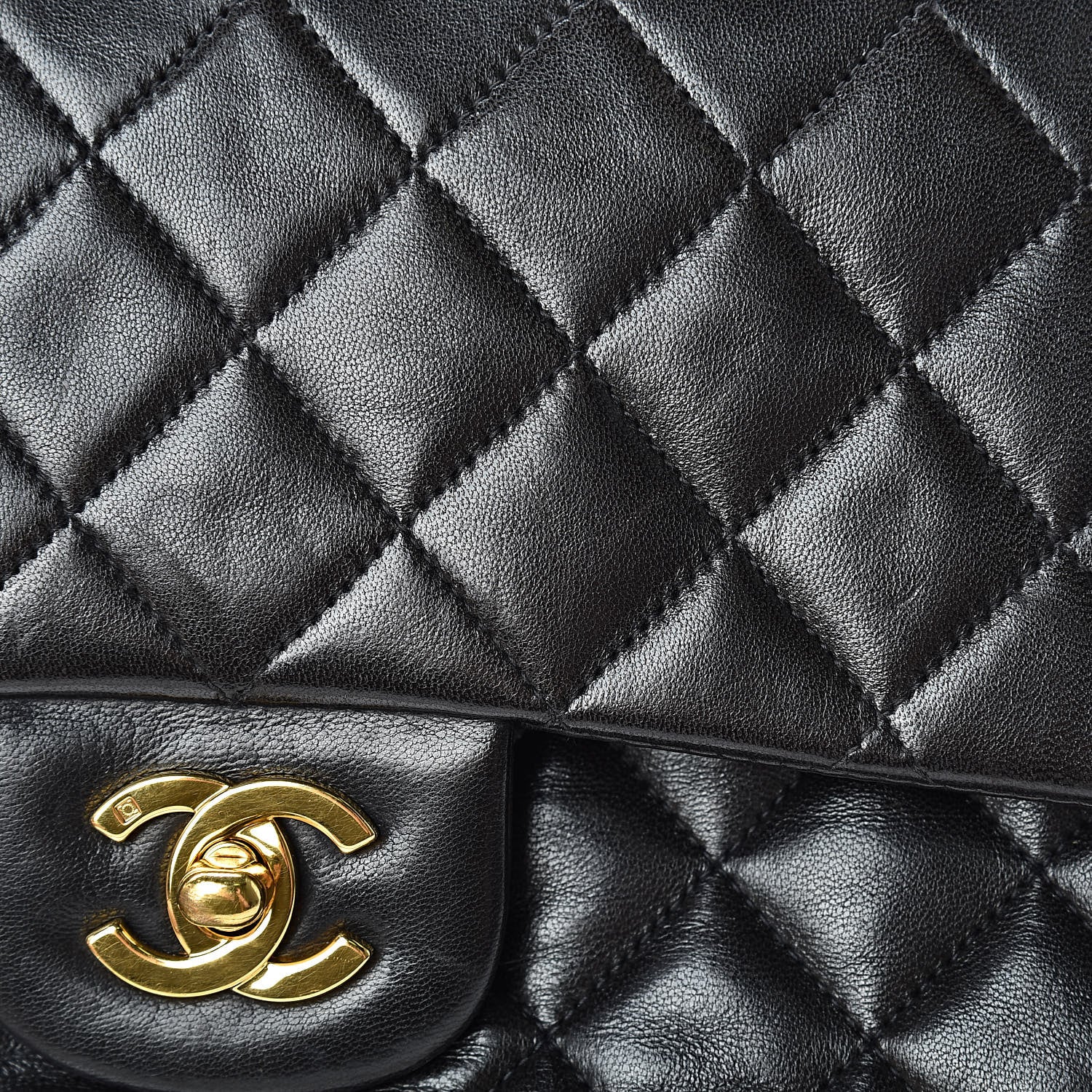 Chanel Lambskin Quilted Medium Double Flap Black 13 of 13