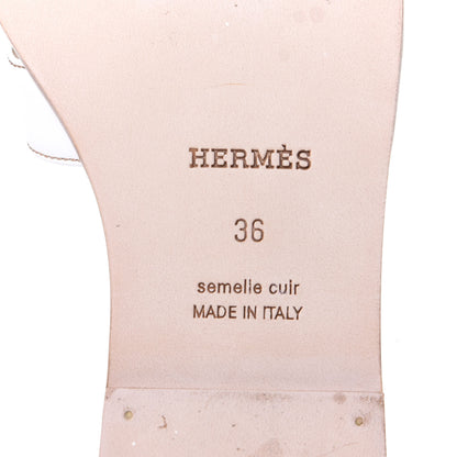 Hermes Box Calfskin Oran Sandals 36 White 8 of 11