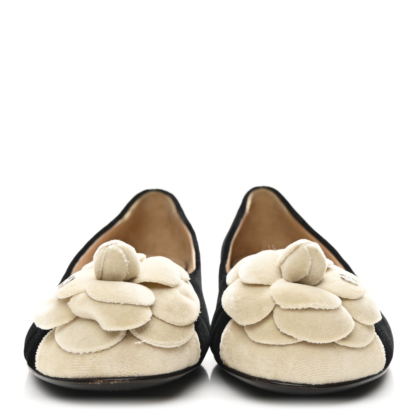 Velvet Camellia Ballerina Flats 36.5 Black