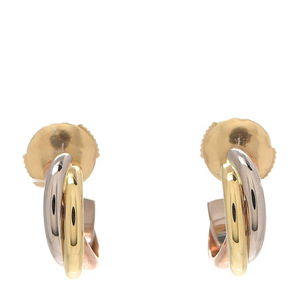 Cartier 18K Pink Yellow White Gold 13mm Trinity Hoop Earrings 1 of 4