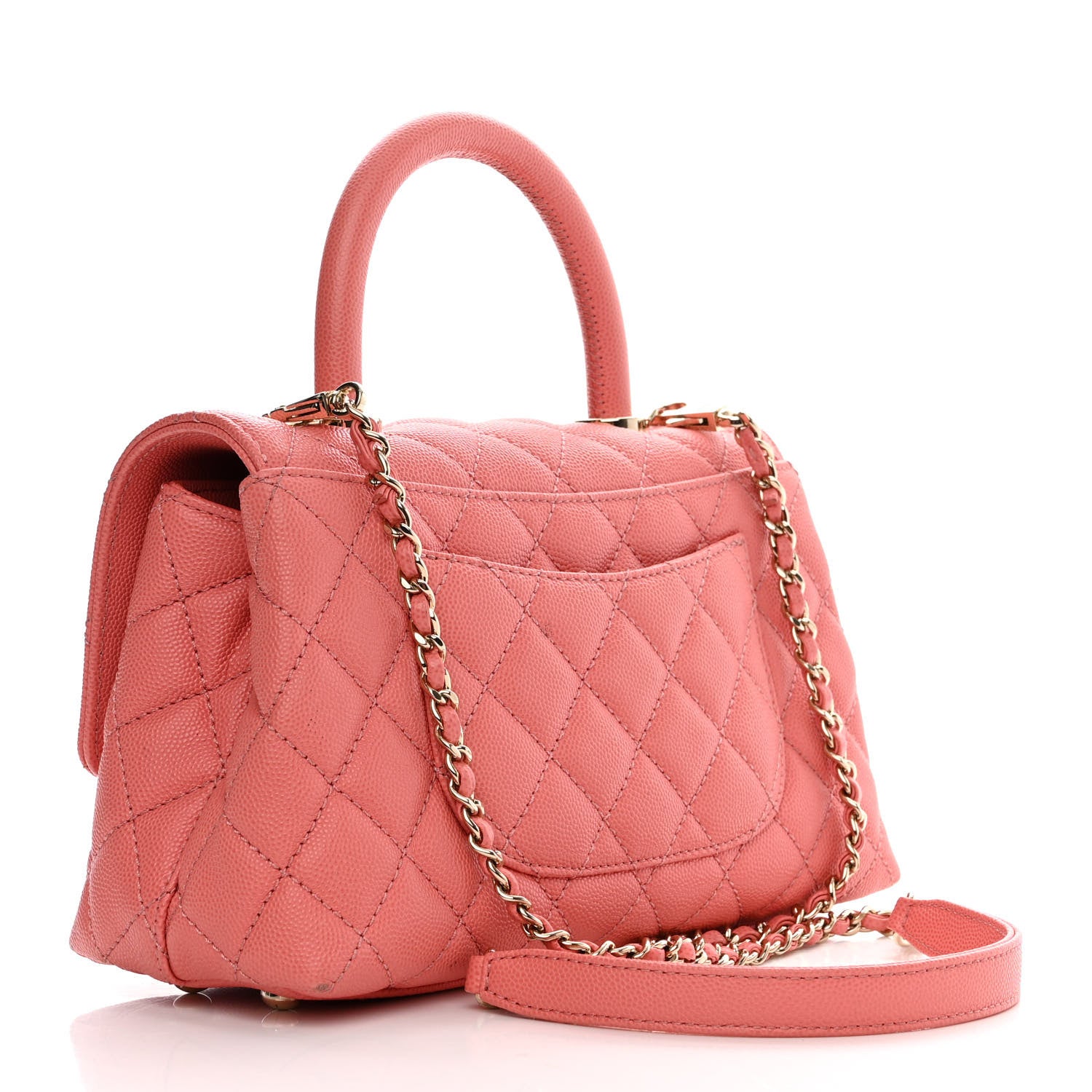 Chanel Caviar Quilted Mini Coco Handle Flap Coral 3 of 10