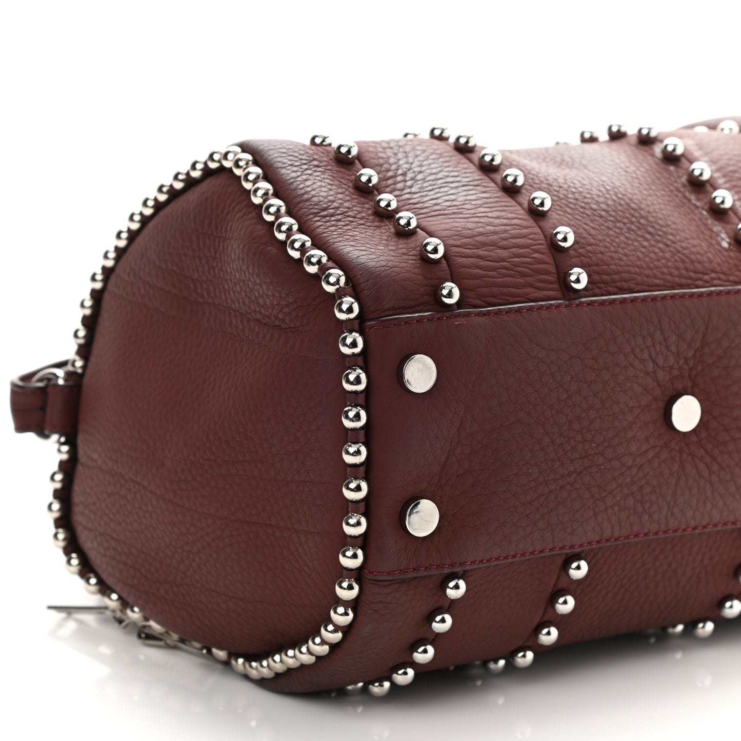Calfskin Studded Rockie Matte Beet Rodium Hardware
