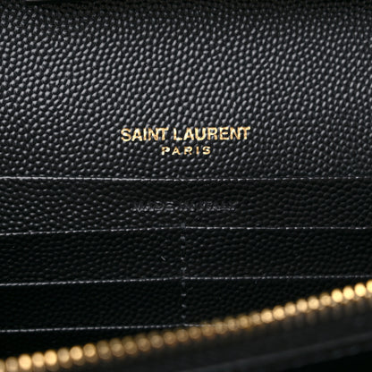 Saint Laurent Grain De Poudre Mixed Matelasse Triquilt Monogram Chain Wallet Black 6 of 8