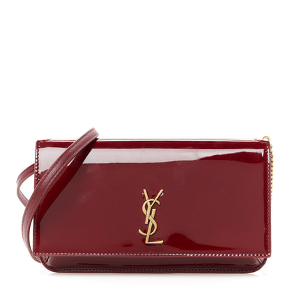 Saint Laurent Patent Monogram Phone Holder Crossbody Chataigne 1 of 10