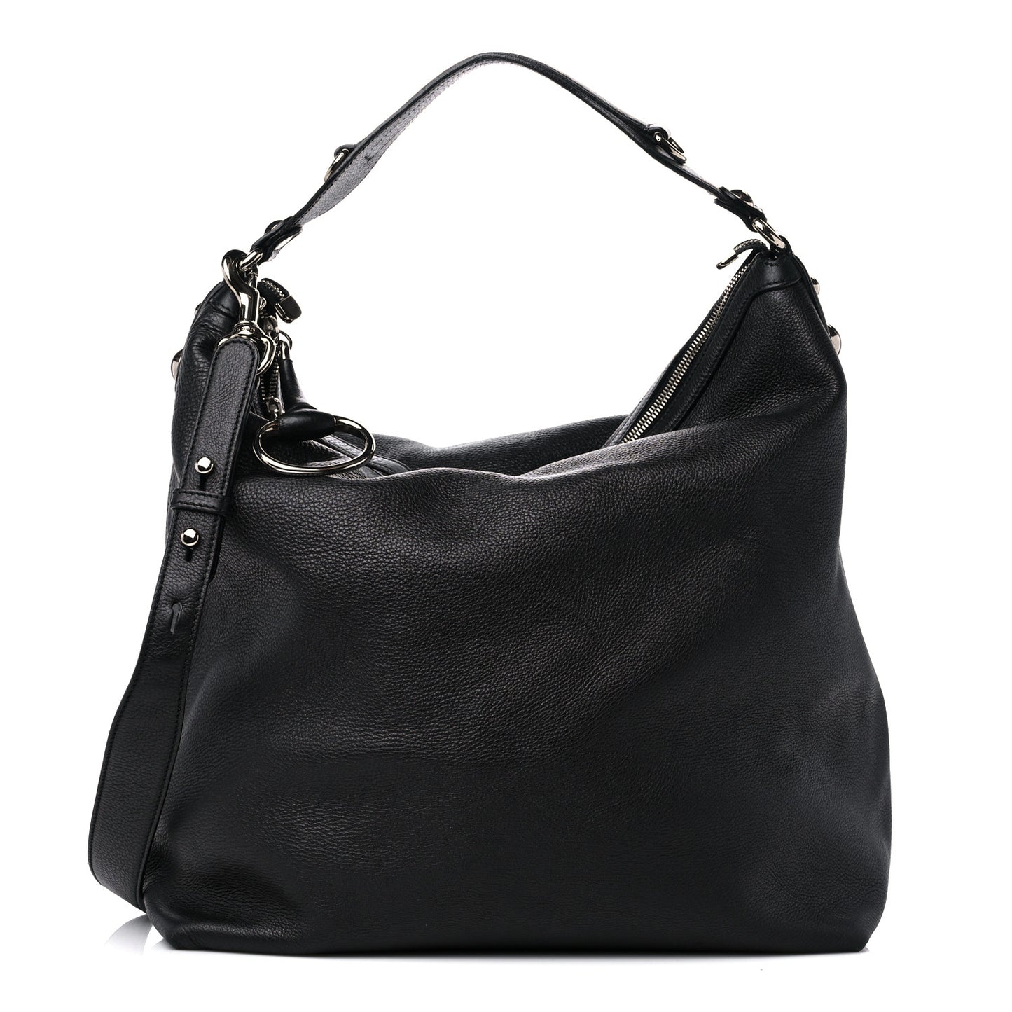 Pebbled Calfskin Large Icon Bit Hobo Black