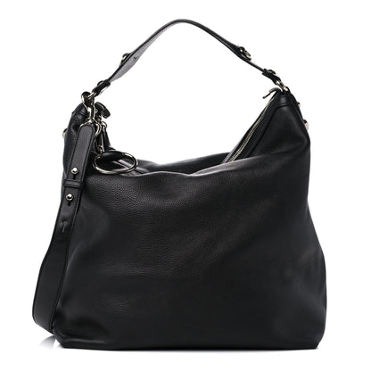 Gucci Pebbled Calfskin Large Icon Bit Hobo Black 1 of 14