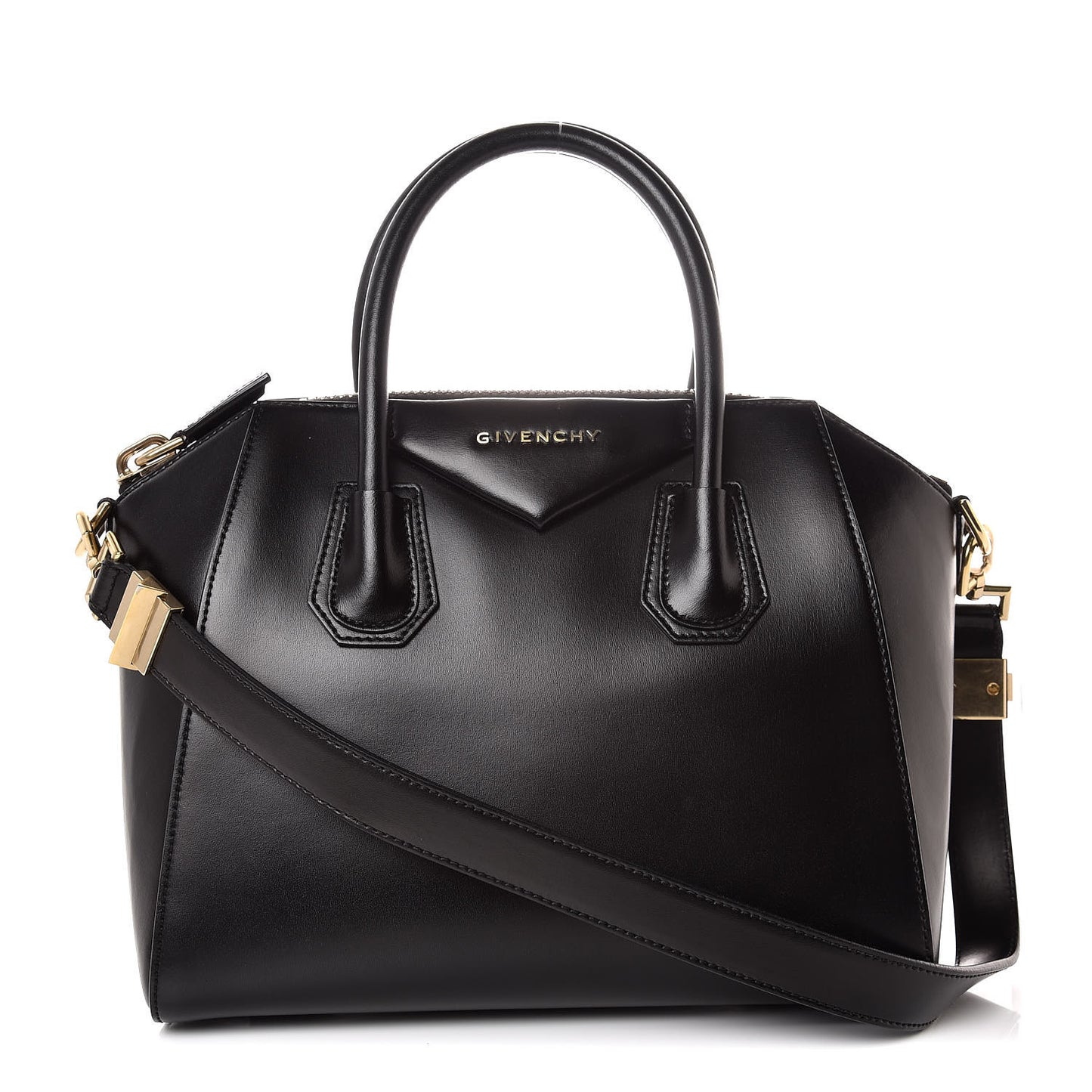 Shiny Lord Calfskin Small Antigona Black
