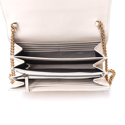 Gucci Calfskin Matelasse GG Marmont Chain Wallet Mystic White 4 of 4