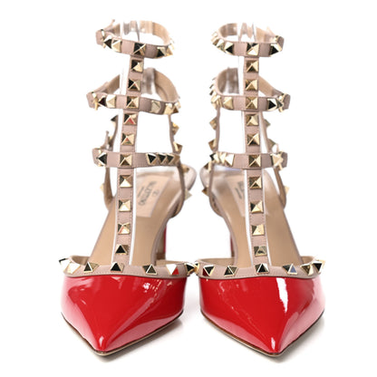 Valentino Garavani Patent Nappa Rockstud Ankle Strap 65mm Pumps 37.5 Rosso Valentino Poudre 2 of 8