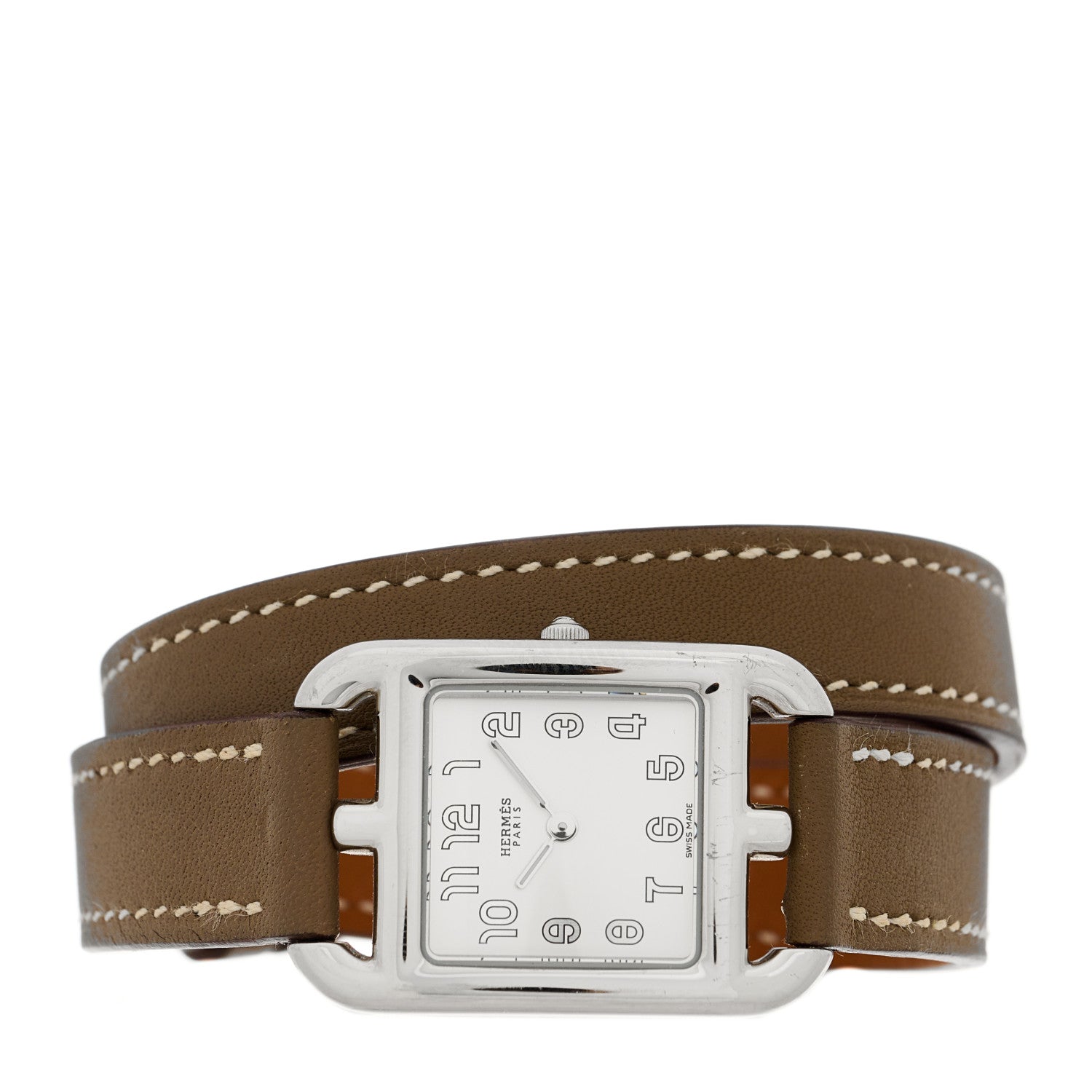 Hermes Stainless Steel Swift 23mm Cape Cod Double Tour Quartz Watch Etoupe 2 of 5