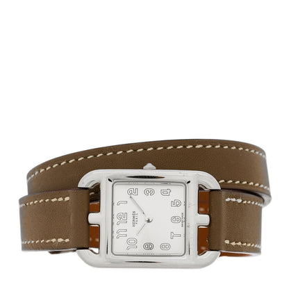 Hermes Stainless Steel Swift 23mm Cape Cod Double Tour Quartz Watch Etoupe 2 of 5