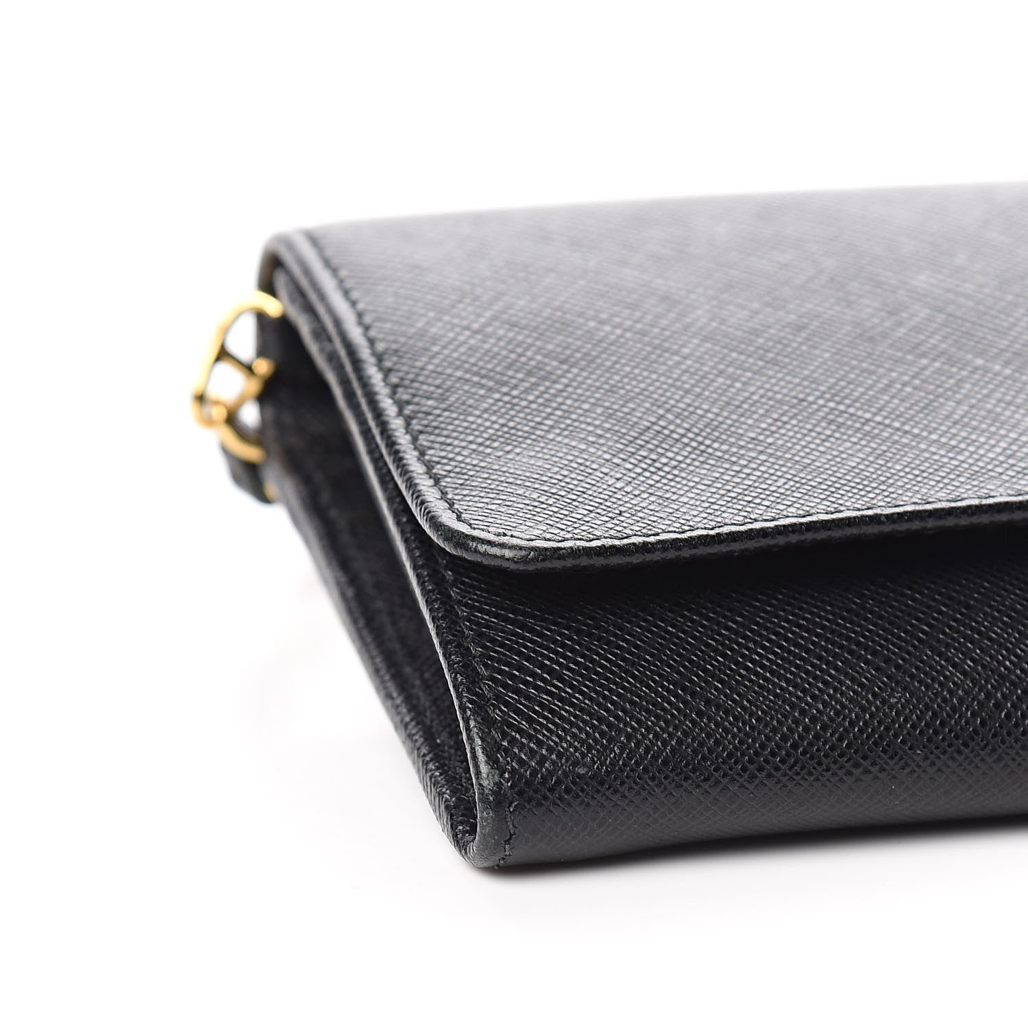 Prada Saffiano Metal Oro Chain Wallet Black 8 of 12