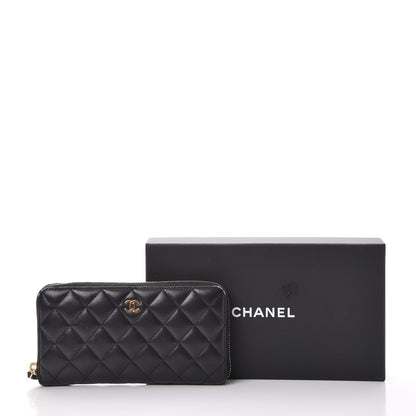 Chanel Lambskin Quilted Large Gusset Zip Around Wallet Black 15 of 15
