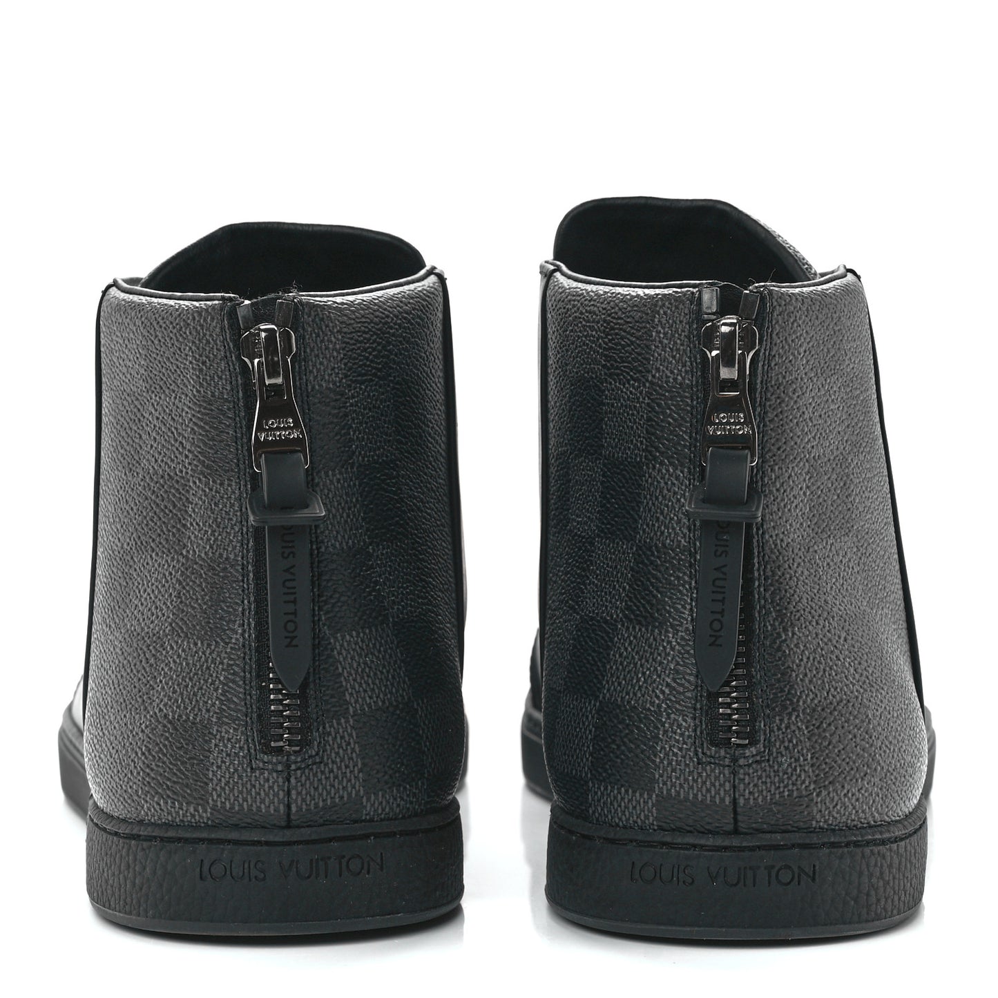 Calfskin Damier Graphite High Top Sneakers 8 Black
