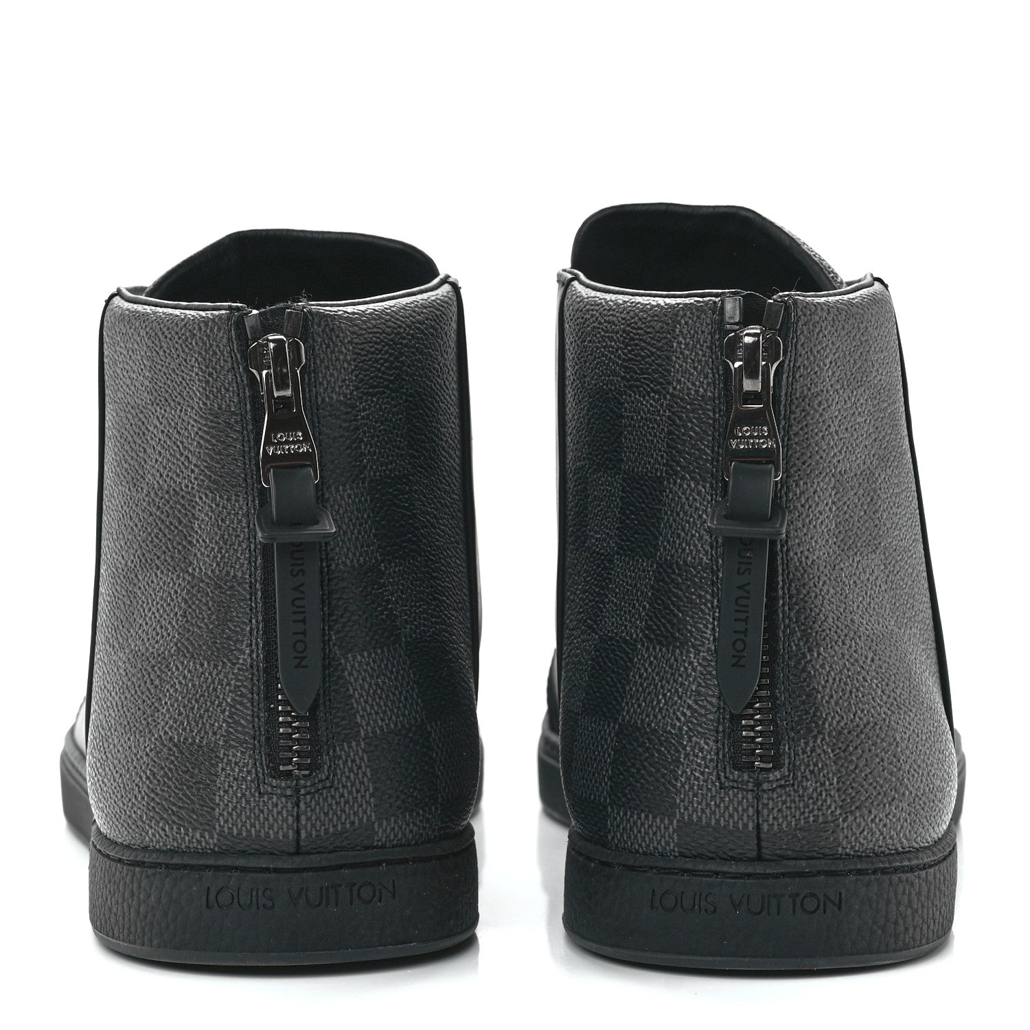 Louis Vuitton Calfskin Damier Graphite High Top Sneakers 8 Black 5 of 9